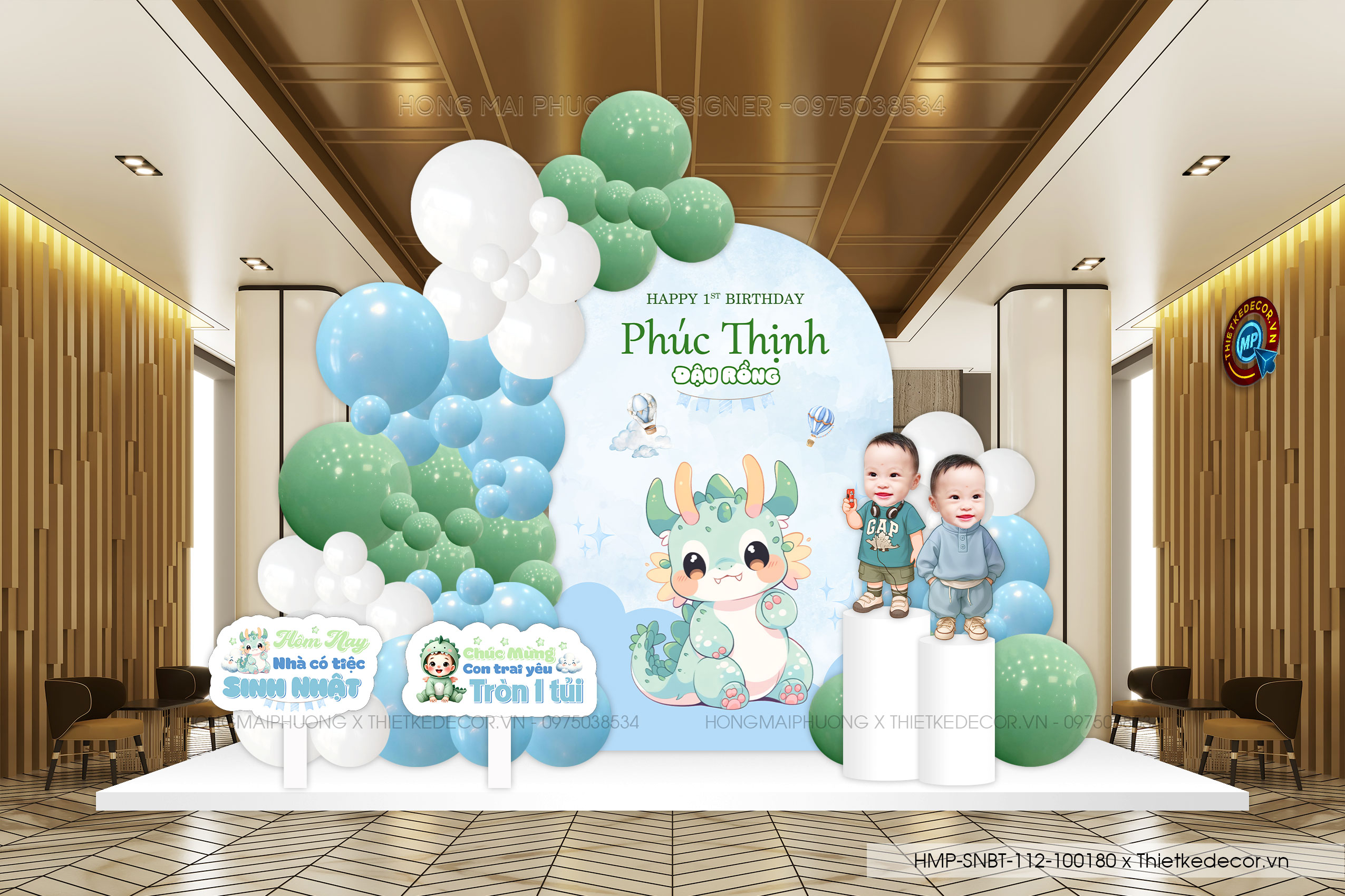 File thiết kế trang trí decor sinh nhật- thôi nôi bé trai đáng yêu cute